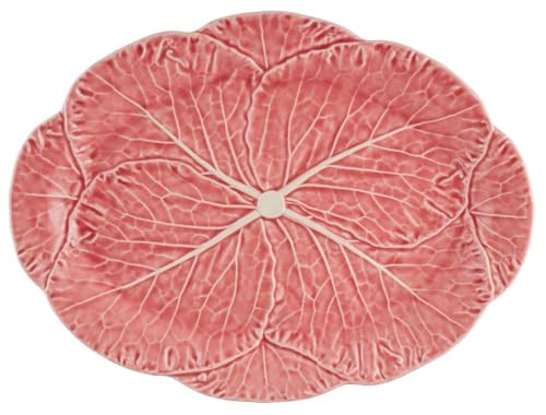 Bordallo Pinheiro Pink Cabbage Large Oval Platter Handcrafted Portuguese Earthenware Serving Tray Plate Leaf Motif Tableware for Roasts, Seafood, Appetizers, Charcuterie & Holiday Entertaining 17" L | Amazon (US)