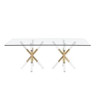 Best Master Furniture Dalton 84 in. L Rectangle Gold Dining Table | The Home Depot