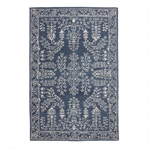 Mila Blue And Ivory Persian Style Tufted Area Rug | World Market