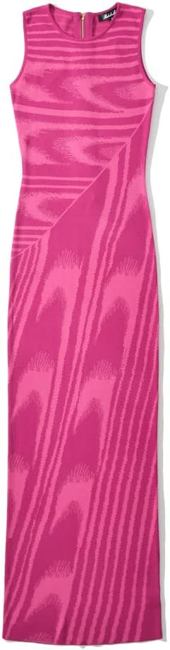 Summer Chic Abstract Knitted Long Dress Women Crew Neck Sleeveless Stretchable Slim Maxi Dresses | Amazon (US)