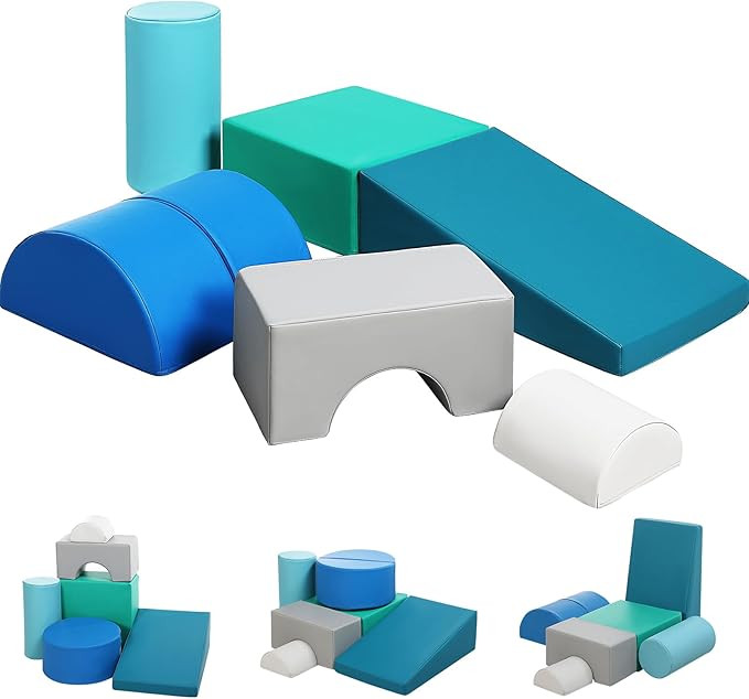 Kids Climbing Toys Foam Blocks: 6PCS PU Leather Foam Climbing Blocks for Toddlers - Soft Play Set... | Amazon (US)