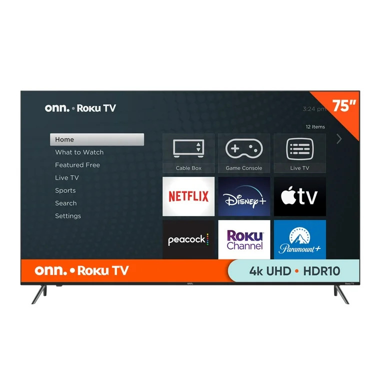onn. 75” Class 4K UHD (2160P) LED Frameless Roku Smart Television (100044717) | Walmart (US)