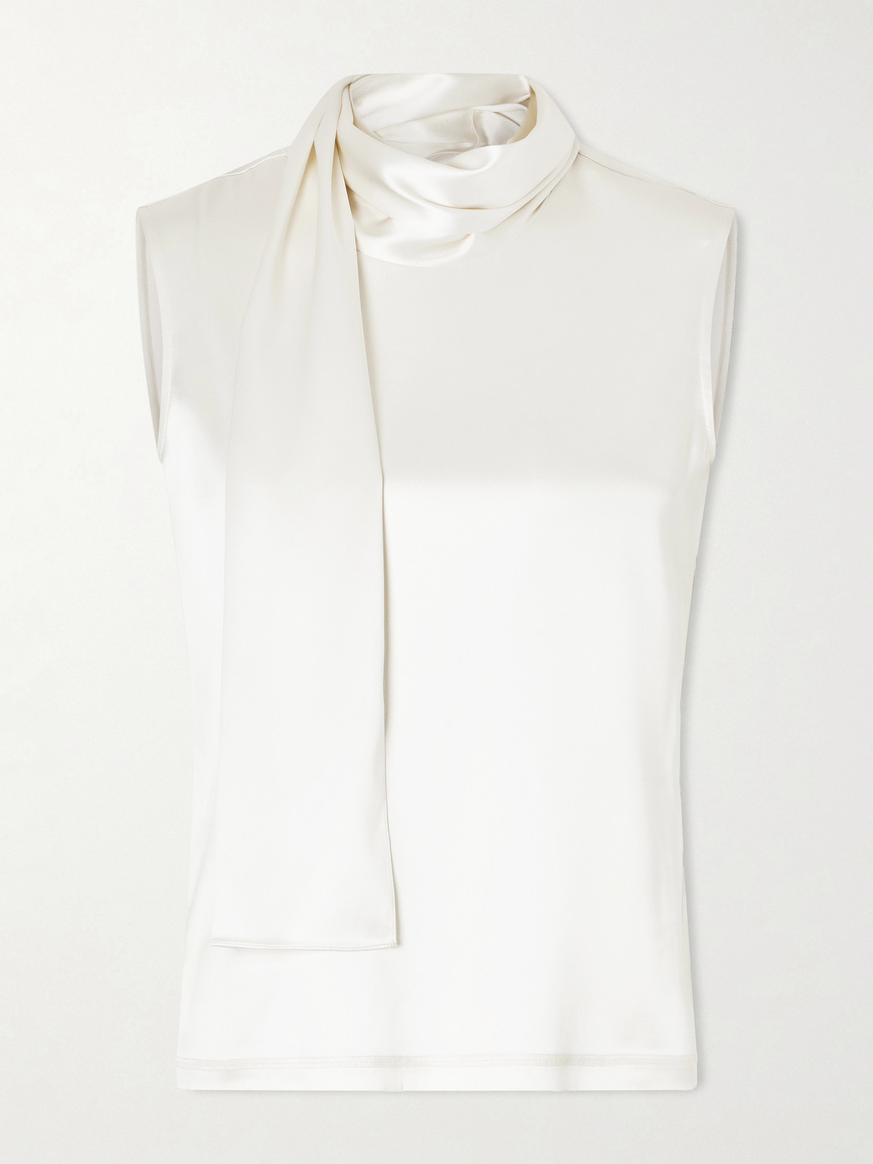 Bottega Veneta - Tie-detailed Stretch-silk Satin Top - White | NET-A-PORTER (US)