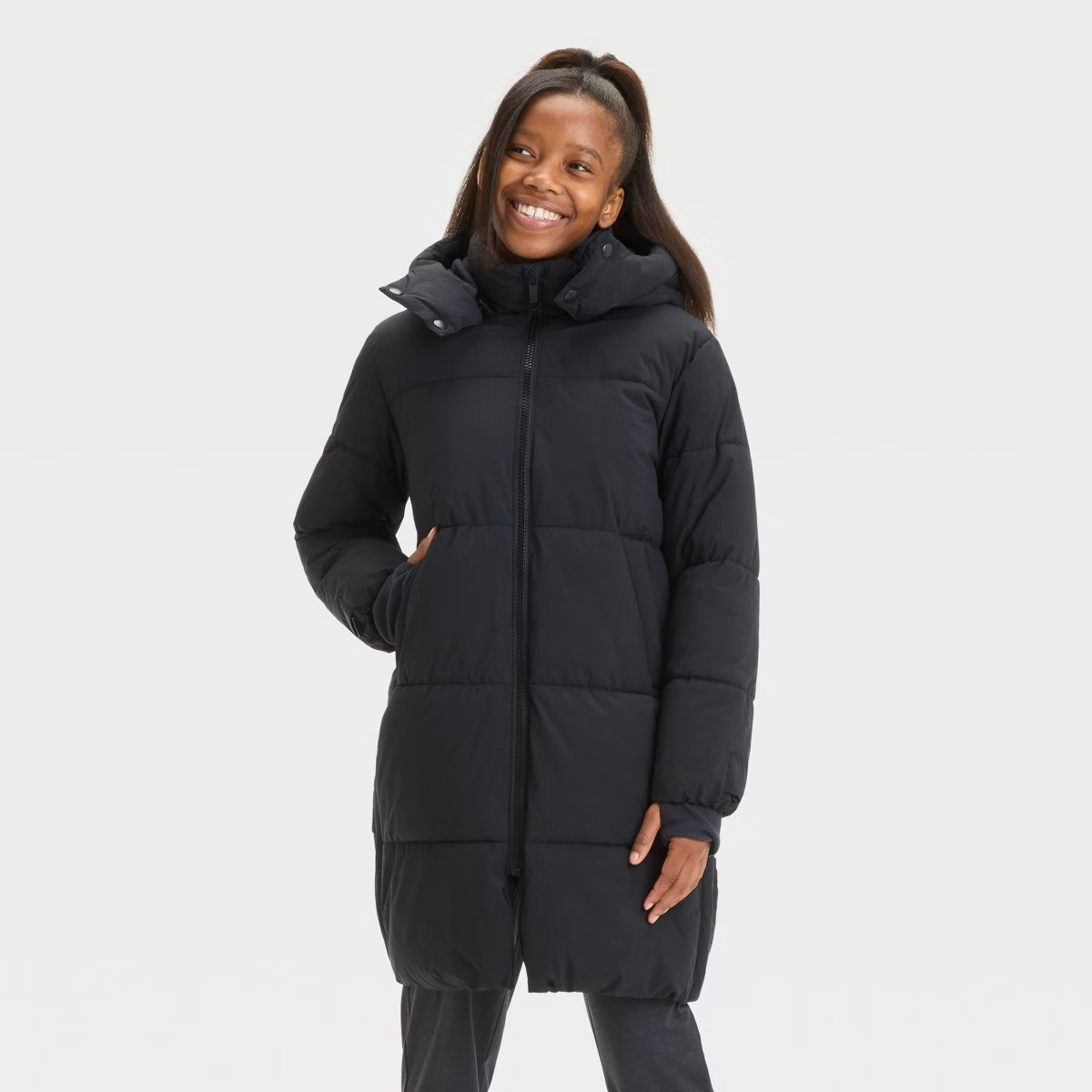 Girls' Solid Puffer Jacket - All In Motion™ Black XS | Target