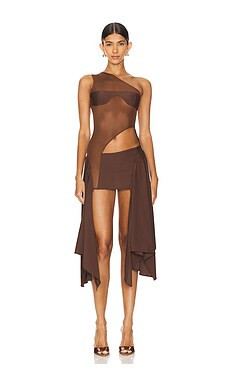 Sketch-Y x REVOLVE Tricot Mesh Dress in Chocolate Brown from Revolve.com | Revolve Clothing (Global)