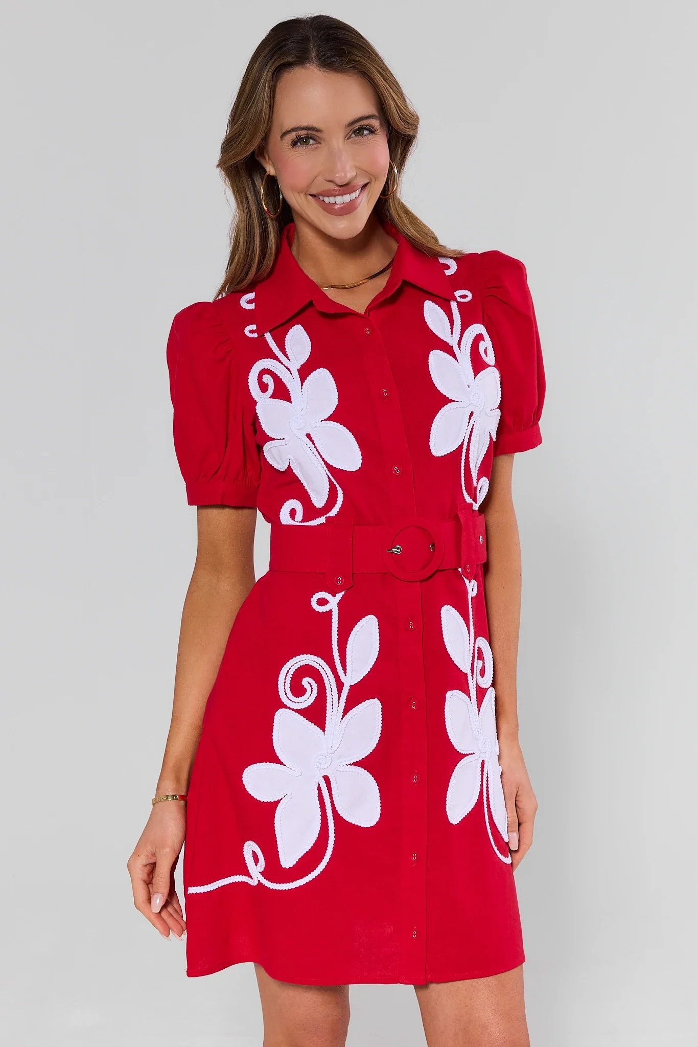Margot Red Embroidered Short Dress | Avara