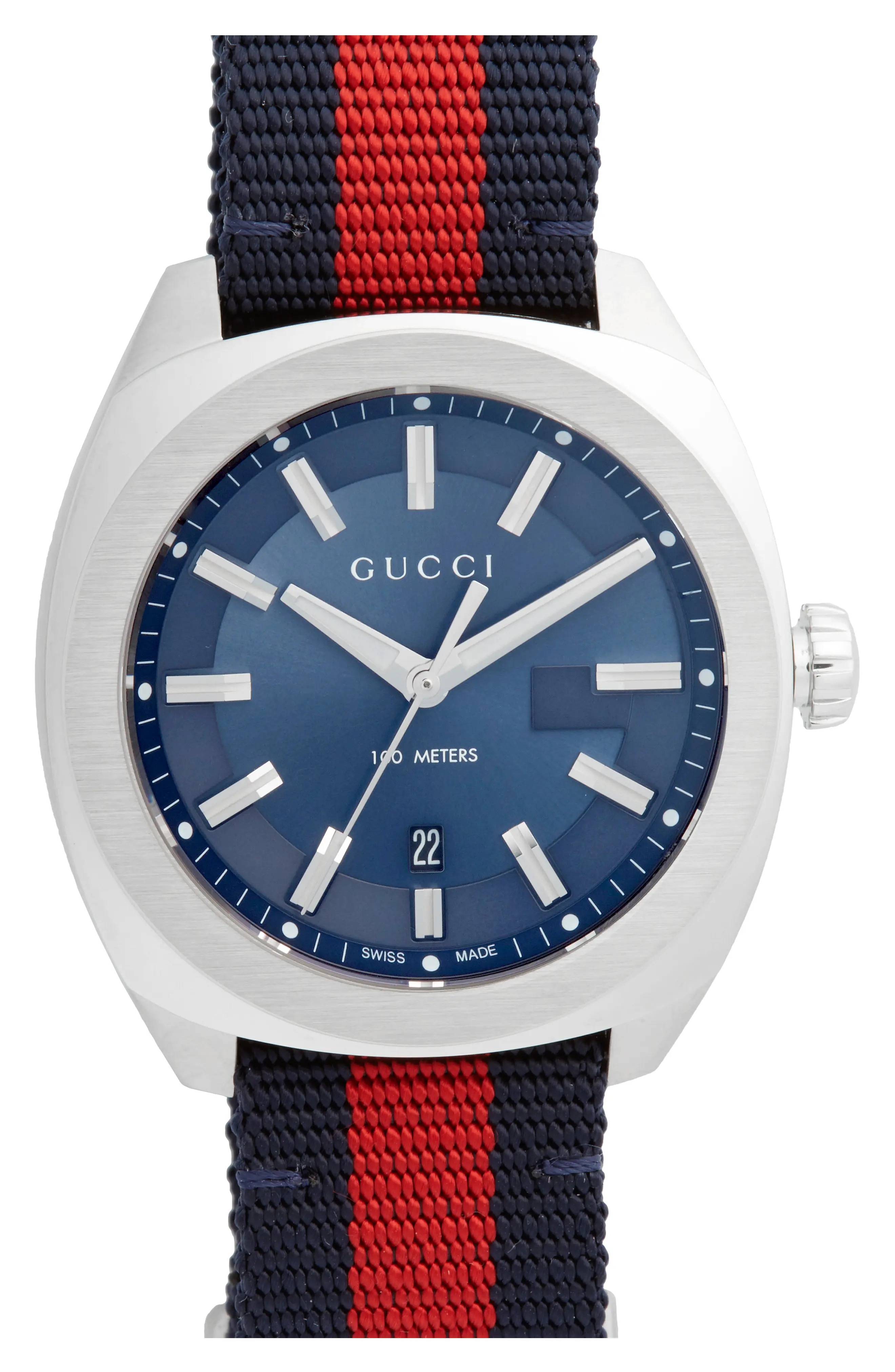 Gucci Web Strap Watch, 41mm in Red/Blue/Silver at Nordstrom | Nordstrom