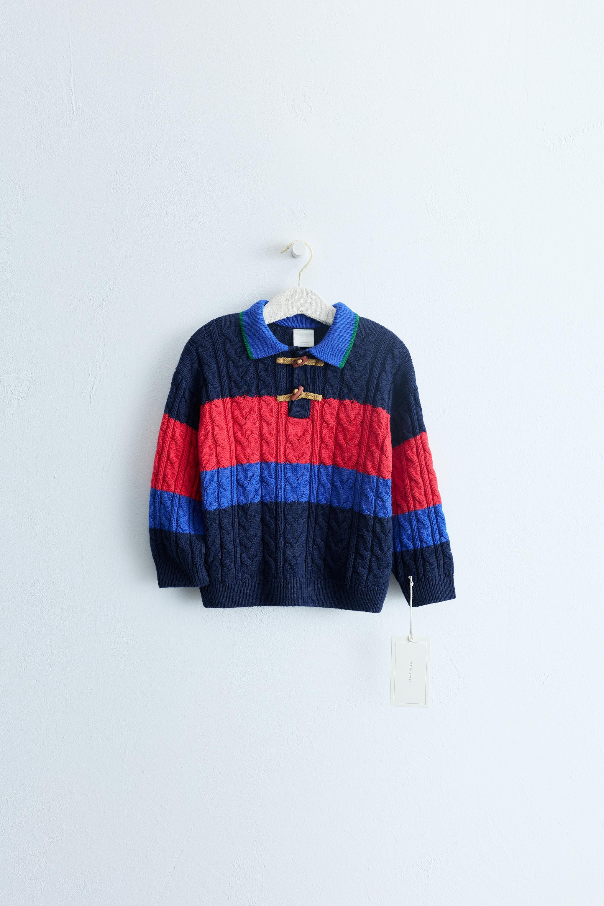 ZARA TIMELESS - COTTON AND WOOL CABLE-KNIT POLO JUMPER | Zara US