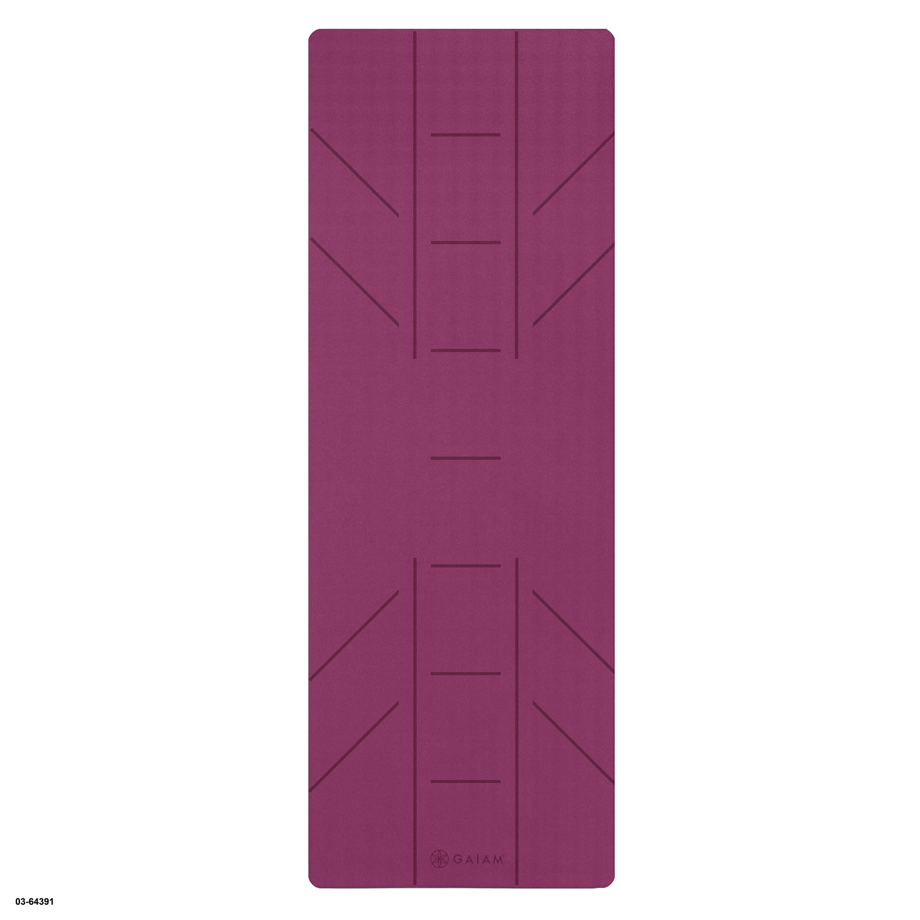 Gaiam Ultra-Sticky Alignment Yoga Mat, Fuchsia, 6mm Thickness, Made from PVC | Walmart (US)