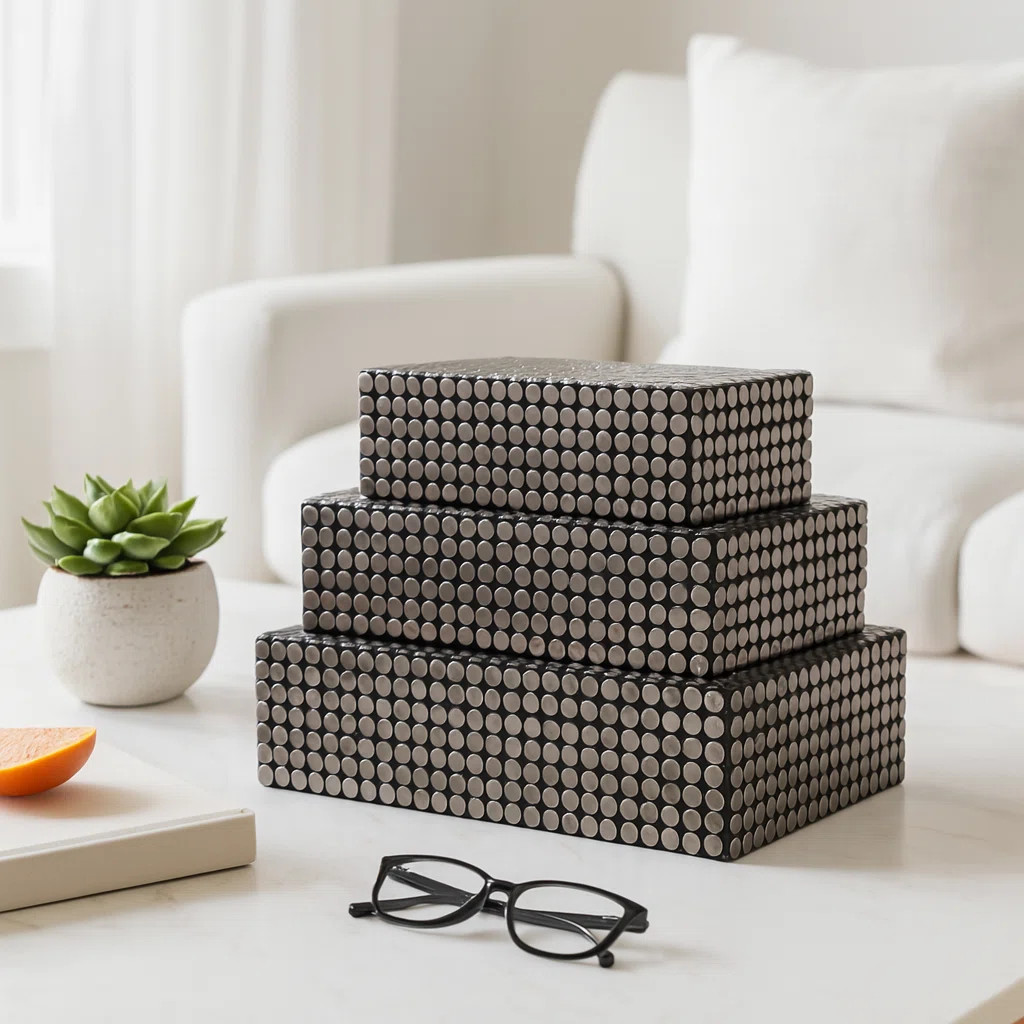 Mercer41 Studded Keepsake Boxes Decorations With Removable Lid - Decorative Storage And Organizer... | Wayfair North America