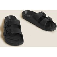M&S Womens Buckle Footbed Sliders with BLOOM™ - 7 - Black, Black,Bright Pink Mix,Lime | Marks & Spencer (UK)