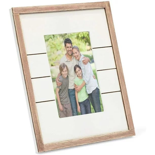 Wood Picture Frame for 4x6 inch Photo for Rustic Farmhouse Home Decor, Brown, 9.5 x 7.5 in. | Walmart (US)