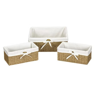Wicker Basket Set, 3 Pieces, 1 Large and 2 Small Seagrass Baskets for Storage and Organization | Target
