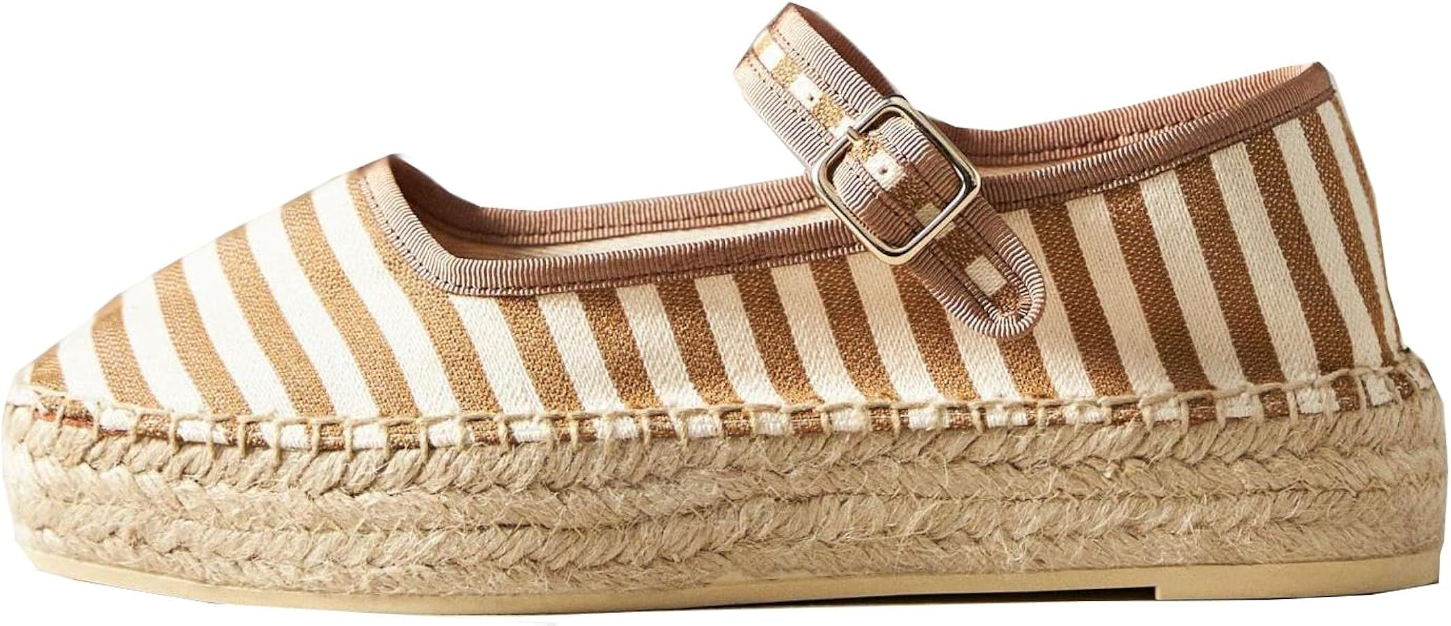 Women's Mary Jane Espadrilles Woven Espadrille Outsole Canvas Summer Flats | Amazon (US)