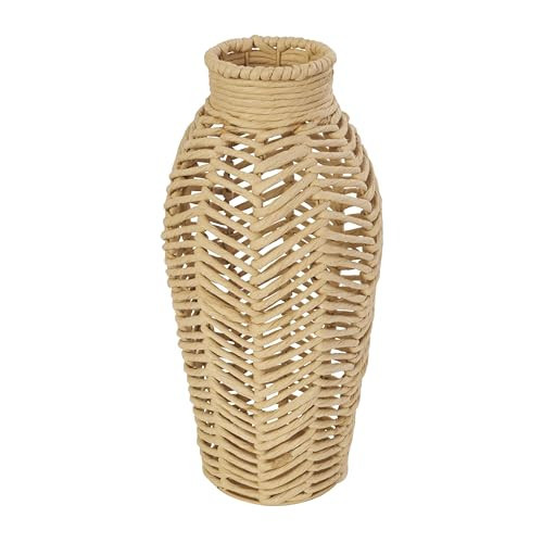 Deco 79 Jute Rope Handmade Decorative Vase Woven Centerpiece Vase with Chevron Pattern, Vase for Home Decoration 8" x 8" x 16", Brown | Amazon (US)