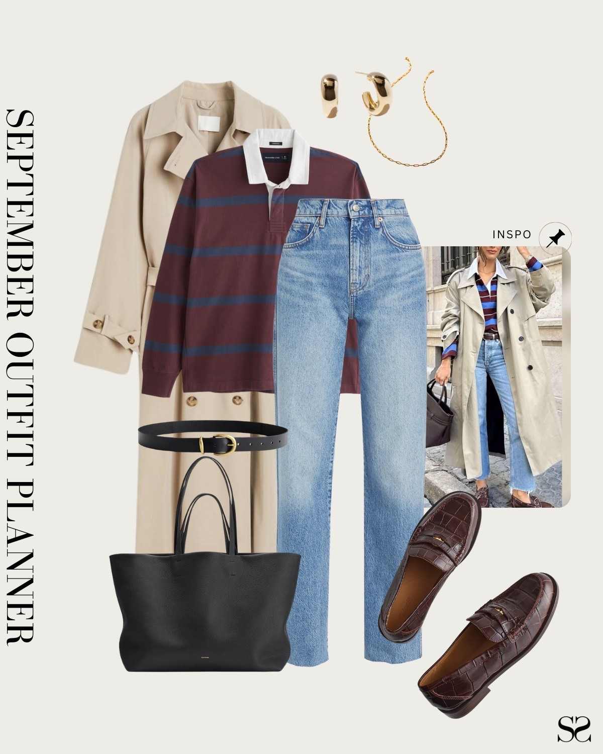 Monthly outfit planner SEPTEMBER: Summer to Fall outfits | straight jeans, rugby shirt, loafers, leather tote, trench coat 

#summertofall #transitionalstyle #falloutfit #classicstyle 

Inspo image credit: Pinterest


#LTKStyleTip