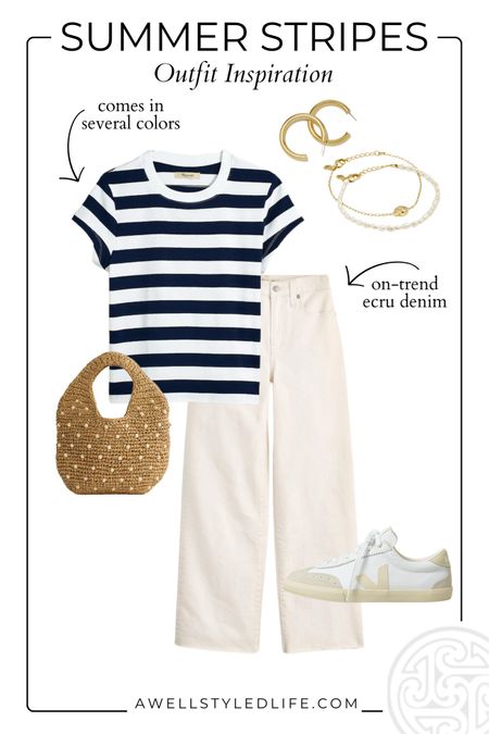 Summer Outfit Inspiration	

This semi-fitted stripe top with the wide-leg denim is so on-trend this summer. All items from Madewell

#fashion #fashionover50 #fashionover60 #summerfashion #summeroutfit  #madewell #mymadewell #stripes #stripedtee #widelegdenim #widelegcrops #ecru #ecrudenim

#LTKStyleTip #LTKOver40 #LTKSeasonal