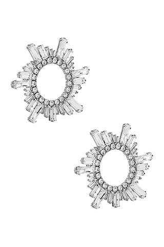 AMINA MUADDI Begum Earrings in Silver & White Crystal | FWRD | FWRD 