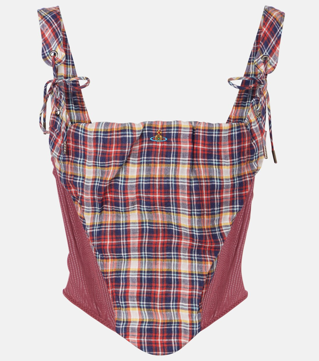Puppy tartan linen and cotton corset | Mytheresa (UK)