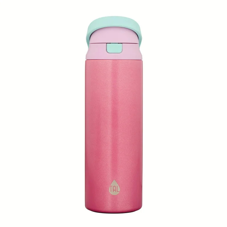 TAL Stainless Steel 2-in-1 Straw and Chug Water Bottle with Push Lid 24 fl oz, Pink Shimmer | Walmart (US)