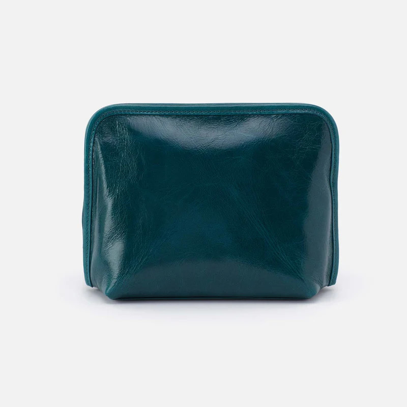 Beauty Cosmetic Pouch in Polished Leather - Wild Bluegrass | HOBO Bags