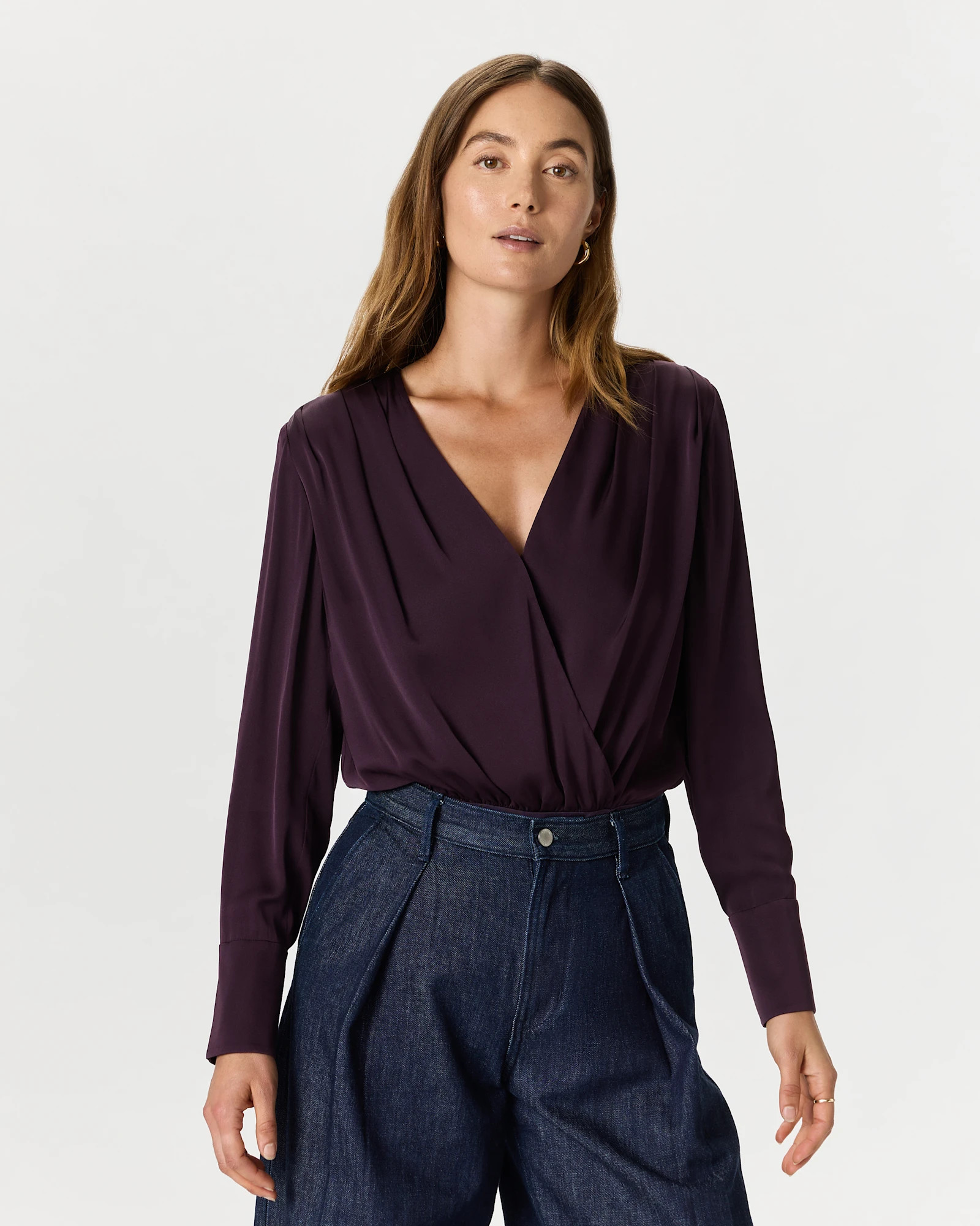 Washable Stretch Silk Surplice Bodysuit | Quince