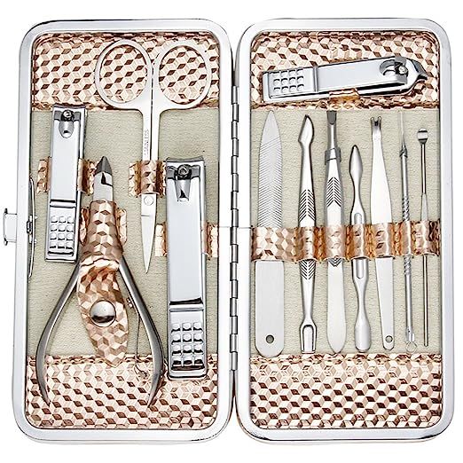 ZIZZON Professional Nail Care kit Manicure Grooming Set with Travel Case(Rose Gold) | Amazon (US)