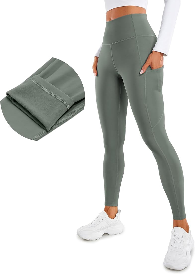 CRZ YOGA Thermal Fleece Lined Leggings Women 28'' - Winter Warm High Waisted Hiking Pants with Po... | Amazon (US)