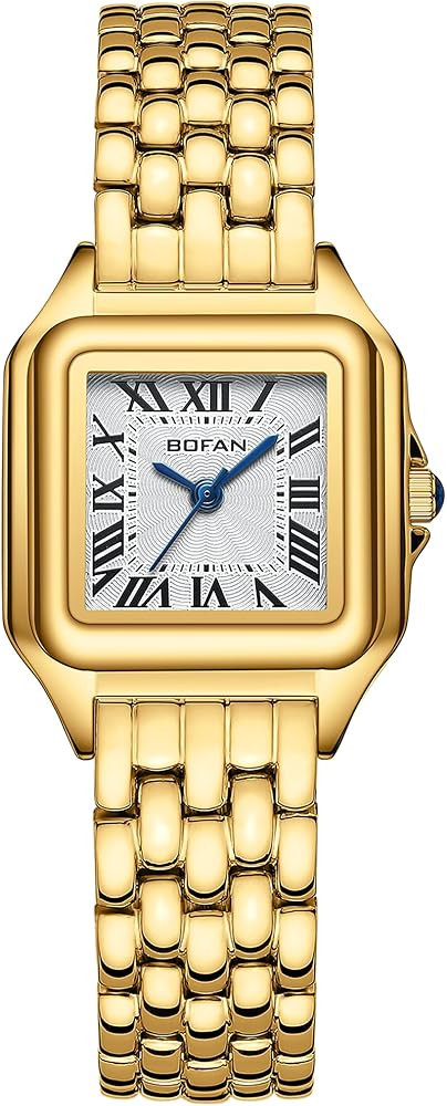 BOFAN Small Gold Watches for Women Easy Reader Ladies Quartz Wrist Watch with Stainless Steel Ban... | Amazon (US)