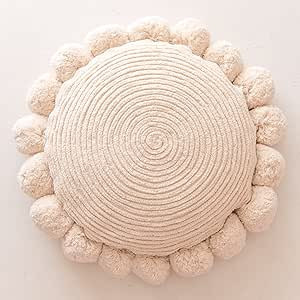 Banilla Bohemian Round Pillow Cover 16 Inch | 100% Cotton Decorative Pillow Hand Tufted with Chun... | Amazon (US)