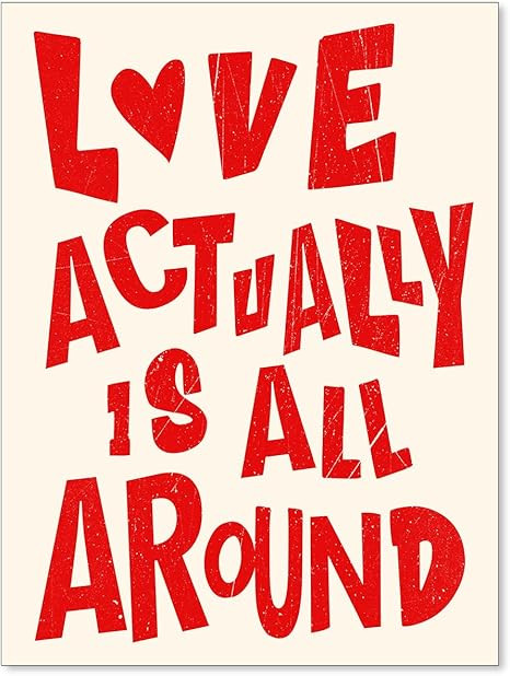 70s Retro Love Wall Art Love Actually Is All Around Poster Romance Valentines Day Wall Decor Red ... | Amazon (US)