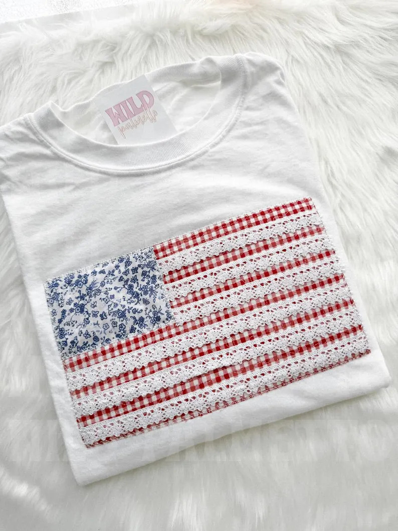 American Flag Embroidered T-shirt, 4th of July, Comfort Colors, Patriotic T-shirt - Etsy | Etsy (Global)