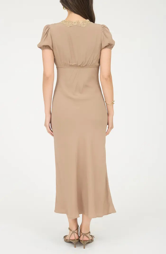 Blu Pepper Lace Trim Puff Sleeve Midi Dress | Nordstromrack | Nordstrom Rack