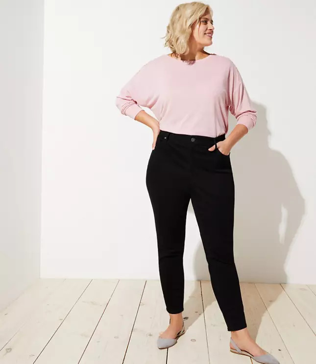 LOFT Plus High Waist Skinny Jeans in Black | LOFT | LOFT