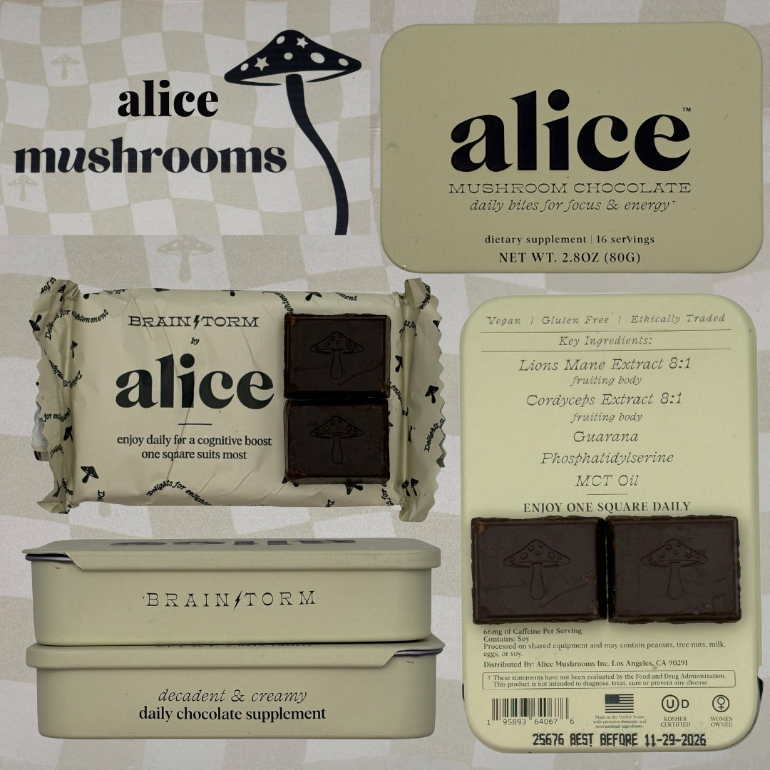 This is one of those products that quietly becomes a daily non-negotiable 🍫🍄

Alice Mushrooms Brainstorm Chocolate is my go-to for clean energy, mental clarity, and steady focus — without jitters, crashes, or relying on coffee.

Just one square a day for a smooth cognitive boost that actually feels good.

✨ What makes it work (ingredient by ingredient):
🍄 Lion’s Mane (8:1 extract) – supports focus, memory, and long-term brain health
🍄 Cordyceps (8:1 extract) – helps support natural energy, stamina, and mental endurance
🌿 Guarana – a gentle source of caffeine for alertness and motivation
🧠 Phosphatidylserine – supports cognitive function, memory, and brain cell communication
🥥 MCT Oil – helps with absorption and sustained energy

It tastes like rich dark chocolate but works like a brain support supplement — perfect for workdays, studying, content creation, afternoon slumps, or anyone trying to reduce coffee without losing productivity.

If you’re looking for better focus, clean energy, brain health support, and an easy daily wellness habit, this is worth adding to your routine.

👉 Tap to shop and see why this is one of my most-reached-for wellness finds.

#liketkit #LTKwellness #LTKfinds #brainhealth #focussupport #cleanenergy #mushroomsupplement #lionsmane #cordyceps #cognitivesupport #dailywellness #nootropics #wellnessroutine #naturalenergy #coffeealternative 

 

#LTKgrwm #LTKmorningroutine #LTKFindsUnder50