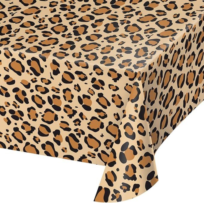 Creative Converting TABLECOVER PL 54" X 108" AOP Leopard Animal Print Plastic Tablecloth, 54 x 10... | Amazon (US)