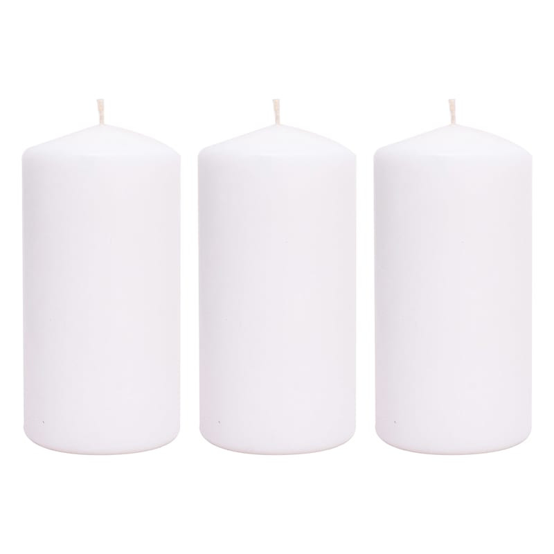 3-Pack White Unscented Overdip Pillar Candles, 5.6" | At Home