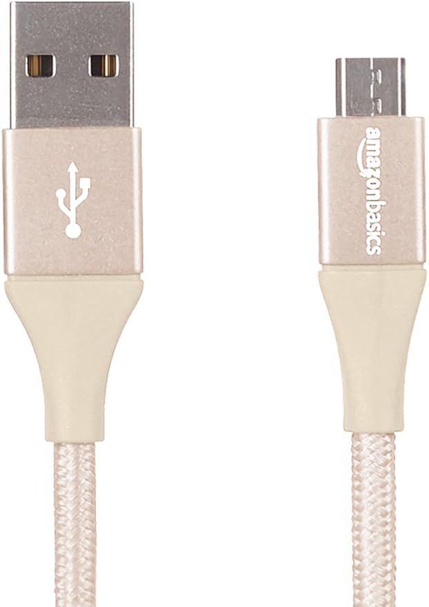 AmazonBasics Double Braided Nylon USB 2.0 A to Micro B Charger Cable | 10 Feet, Gold | Amazon (CA)