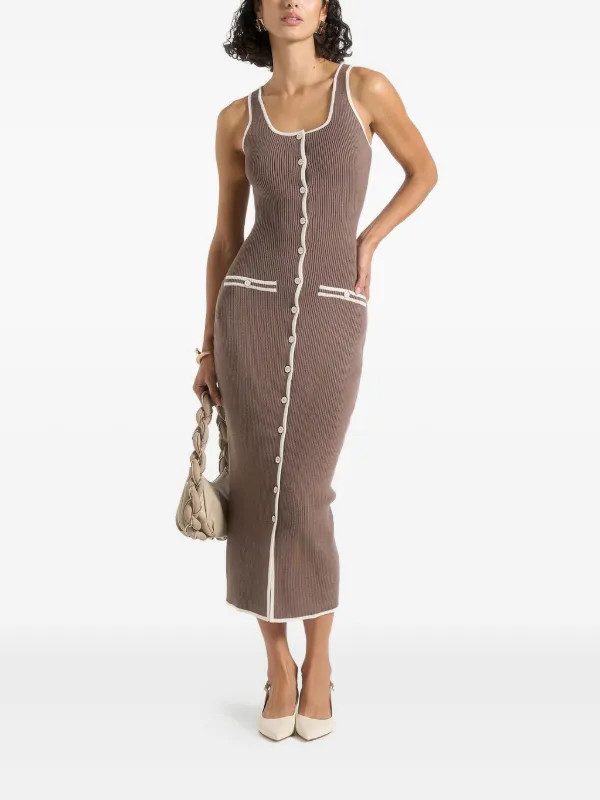 Manière De VoirDaphne ribbed button-front midi dress | Farfetch Global