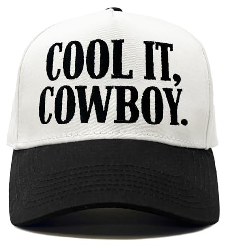 Funky Junque Cute Cool It Cowboy Embroidered Vintage Trucker Hat Adjustable Snapback Cap for Women and Men - Cool It, Cowboy - White/Black | Amazon (US)