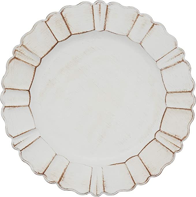 SARO LIFESTYLE Sousplat Collection Scalloped Ruffled Charger Plates (Set of 4), 13", Ivory | Amazon (US)