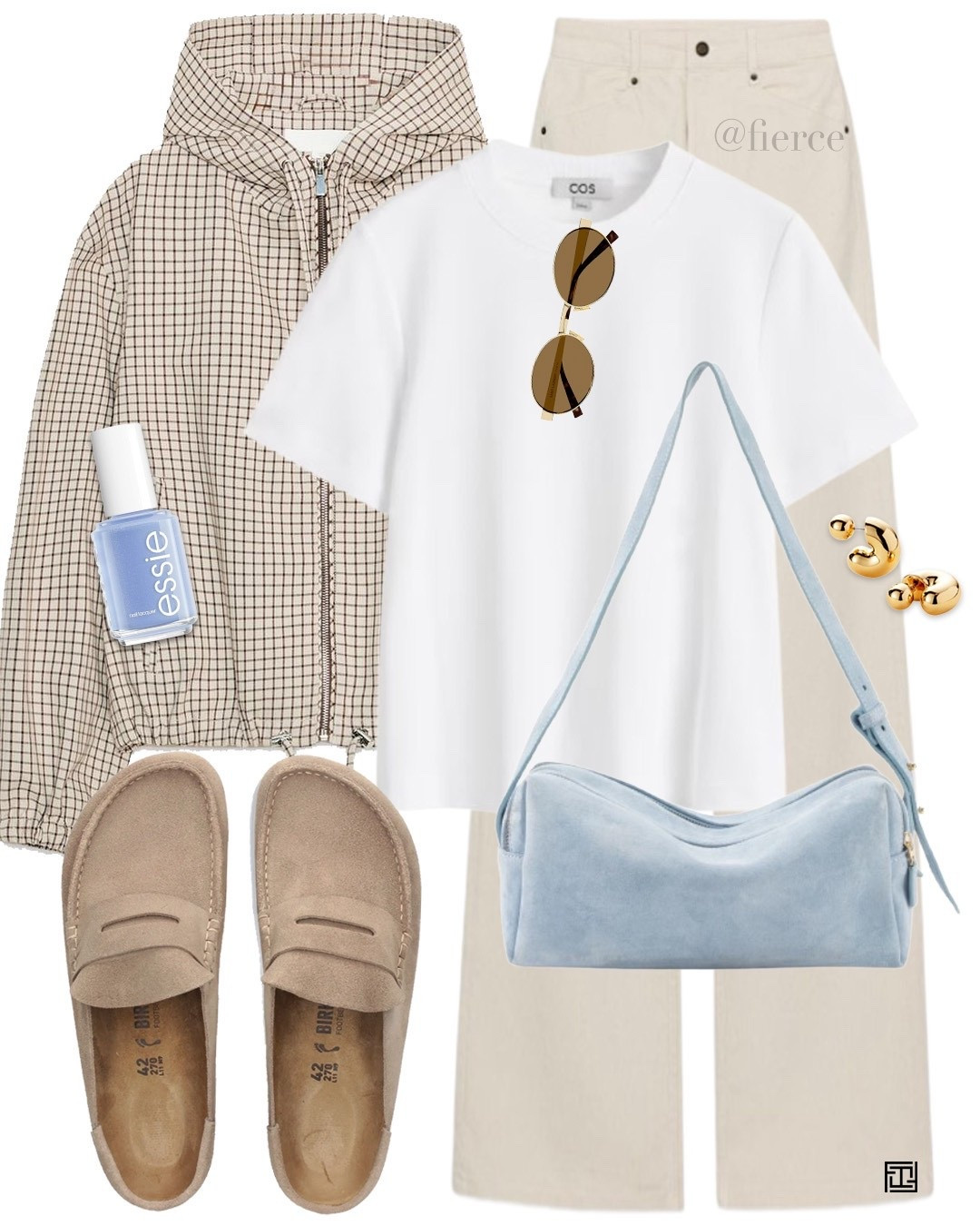 Beige backless loafers cream jeans check plaid jacket blue suede bag casual outfit 

#LTKuk #LTKeurope #LTKspring
