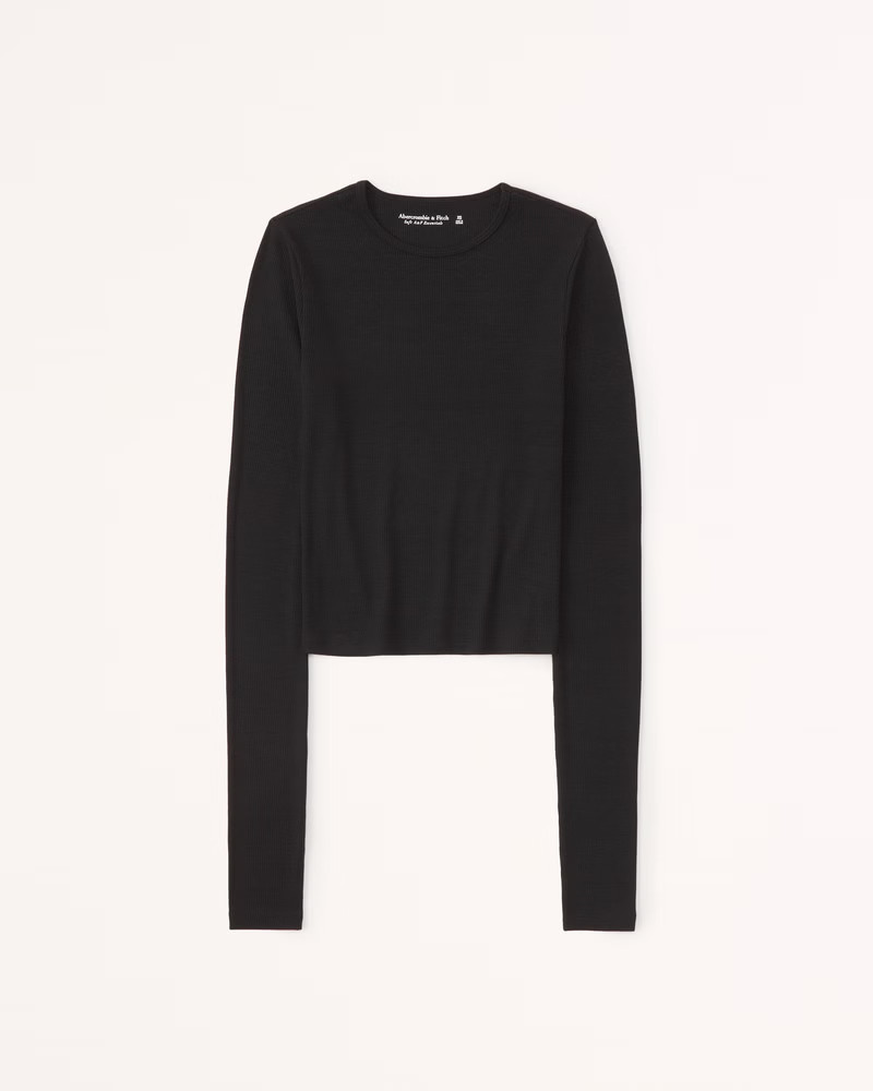 Long-Sleeve Featherweight Rib Top | Abercrombie & Fitch (US)