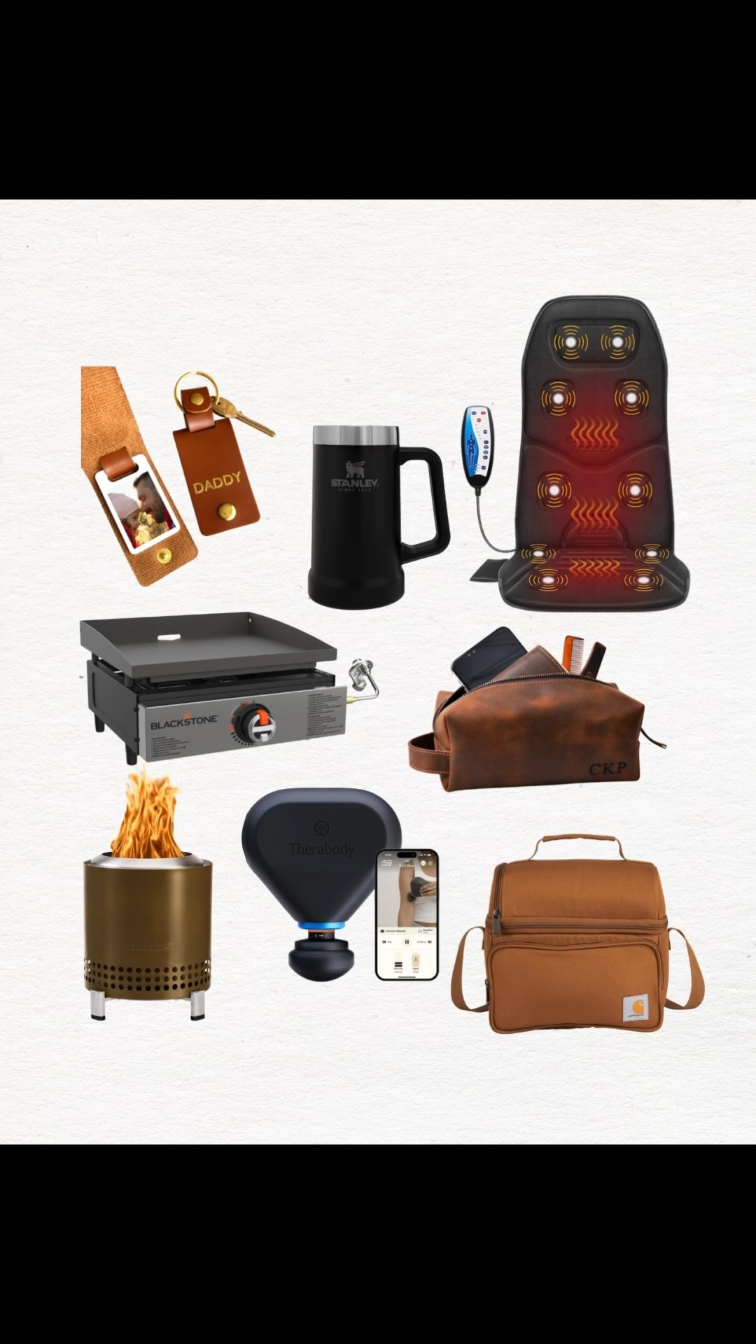 f you’re shopping for the dad who “doesn’t need anything,” these practical, dad-approved gifts always win.

This year’s lineup includes thoughtful and useful favorites: a personalized photo keychain, Stanley beer cup, back-massager seat cover, Blackstone grill, toiletry dopp kit, Solo Stove, Theragun, and a Carhartt camping cooler he’ll use for years.

Perfect for dads, husbands, father-in-laws, grandpas, and every guy who deserves something special this season.

dad gift guide, gifts for dads, holiday gifts for him, practical gifts for men, dad stocking stuffers, gifts under 100, best gifts for husbands, father in law gift ideas, men’s Christmas gifts, Blackstone grill gifts, Theragun gift ideas, Carhartt cooler, Solo Stove gifts, Stanley beer cup, personalized dad gifts

#LTKGiftGuide #LTKCyberWeek #LTKHoliday