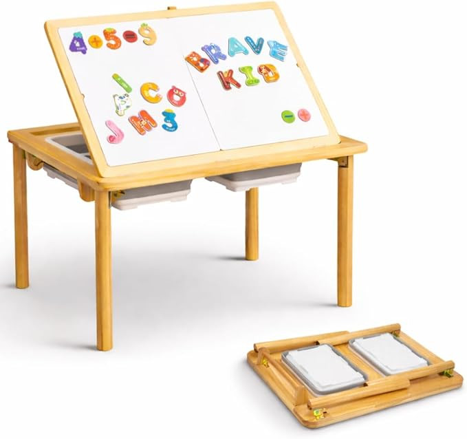 Montessori Sensory Table & Art Easel for Kids & Toddlers | Folding Extendable Legs & Storage Bins... | Amazon (US)
