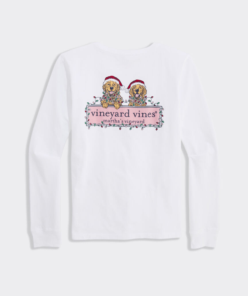 Girls' Holiday Pups Long-Sleeve Pocket Tee | vineyard vines