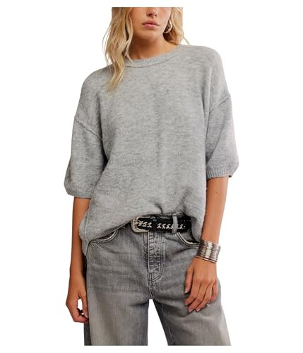 Free People,Margot Sweater Tee,Heather Grey,Large | Amazon (US)