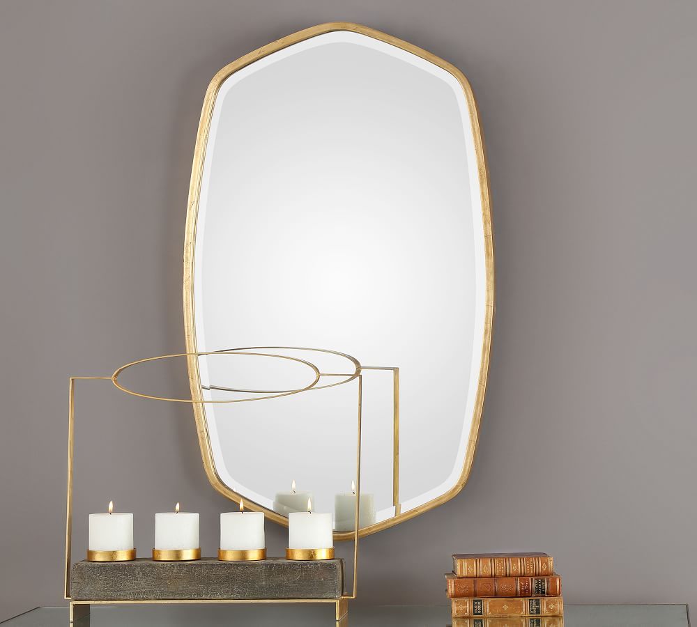 Oceano Gold Frame Wall Mirror 22" x 36" | Pottery Barn (US)