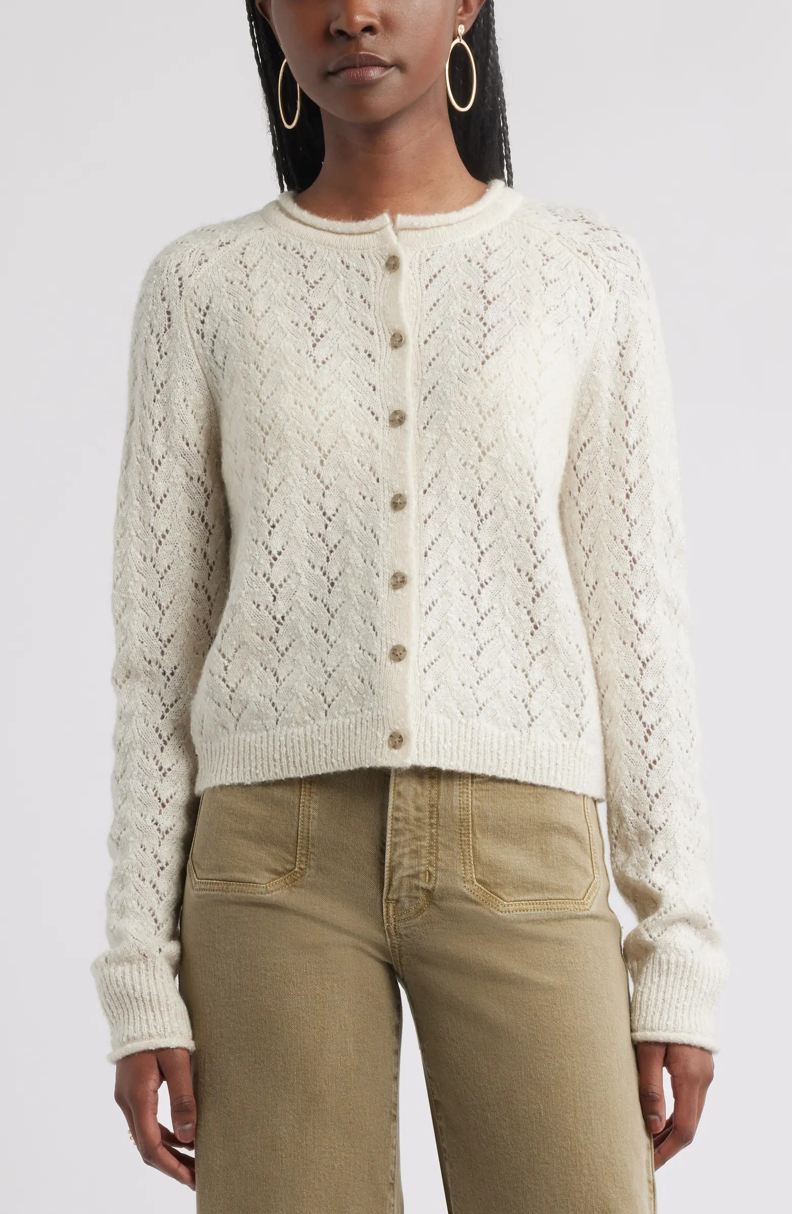 Treasure & Bond Nep Pointelle Cardigan | Nordstrom | Nordstrom
