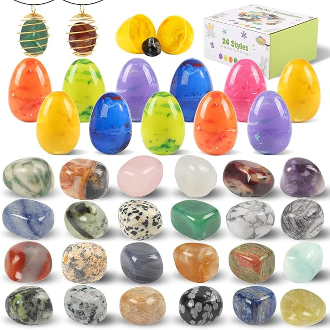 24 Pack Filled Easter Eggs Fillers Set, Prefilled Easter Eggs & Gemstones - Perfect for Kids & Te... | Amazon (US)